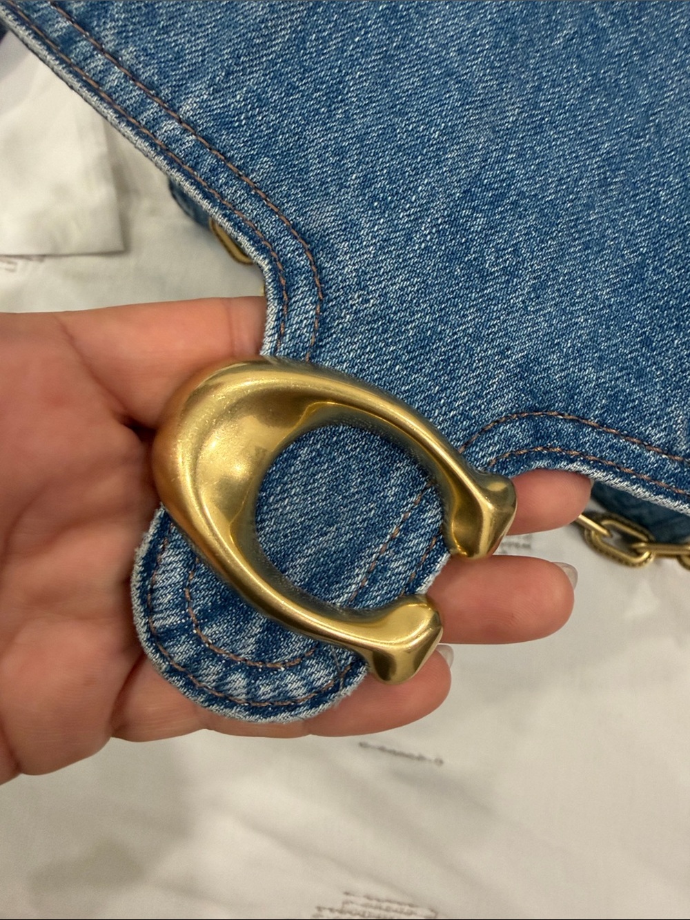 Coach Chain Tabby Small Denim Shoulder Bag - Picture 7 of 9